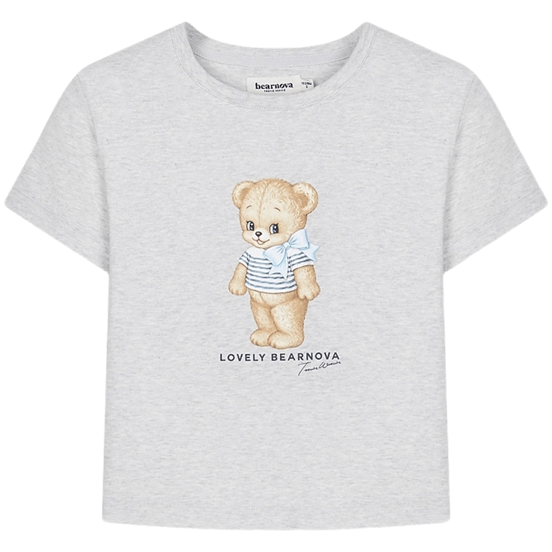 TEENIEWEENIE bearnova2025年秋季新款女装元气活力精梳棉圆领T恤