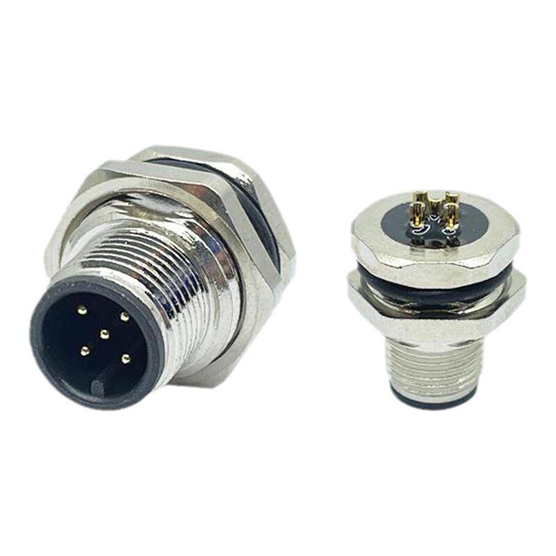 M12传感器防水连接器M12PCB板插针焊接航空插头电缆延长线3/4/5/8