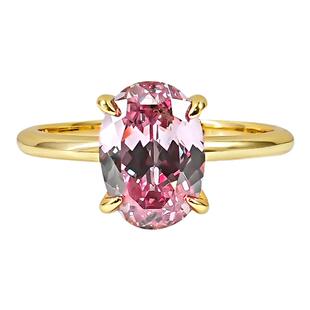 素金圈阿富汗梦幻粉碧玺色925银戒指鸽子蛋极简ins风轻奢日常仙女