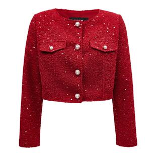 Vero Moda奥莱短外套女2025秋季新商场同款亮片短款小香风上衣