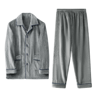 ClarKarida男士睡衣男秋冬季法兰绒加绒保暖青年家居服可外穿套装