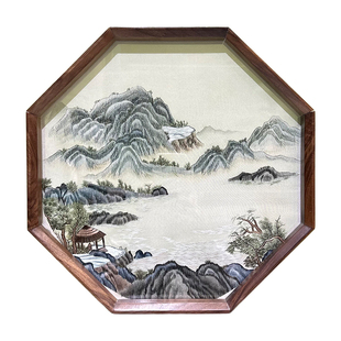 苏州非遗精工刺绣桌面台屏双面绣摆件山水风景手工苏绣商务送外宾