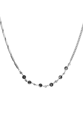 裂纹圆珠拼接项链冷淡风钛钢嘻哈