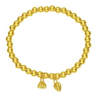 古法纯金包银两世欢莲蓬手链女莲花手环黄金转运珠实心送女友礼物