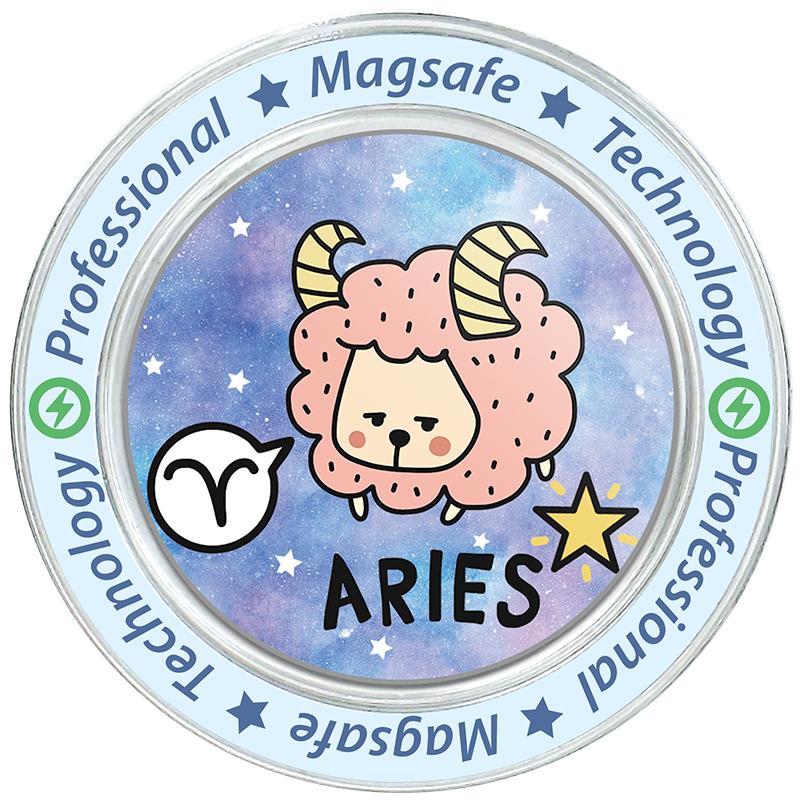 十二星座磁吸手机支架适用苹果华为磁吸伸缩折叠水逆退散女气囊啪嗒固定指环扣磁吸支架卡通可爱卡扣强劲吸力