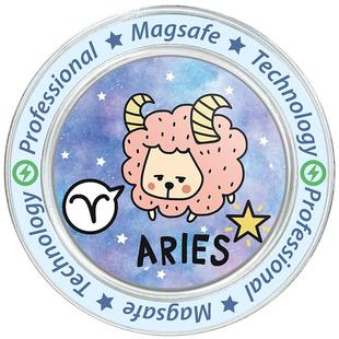 十二星座磁吸手机支架适用苹果华为磁吸伸缩折叠水逆退散女气囊啪嗒固定指环扣磁吸支架卡通可爱卡扣强劲吸力