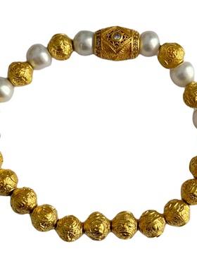 黄金包银天然白水晶手串招财转运