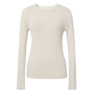 伊芙丽基础款圆领100%可机洗羊毛打底衫女装修身2025秋装新款