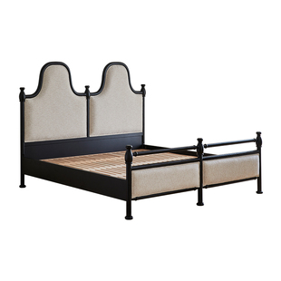 大司马 法式复中古风白蜡木实木主卧双人床1米8大床高脚老巴黎床