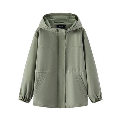 森马收腰宽松中长款牛仔外套女