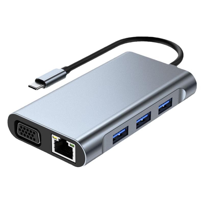 可芝（KERZY）扩展坞type-c转HDMI 4K高清投屏+VGA1080P+千兆网口+PD100W+USB3.0分线器多功能七合一