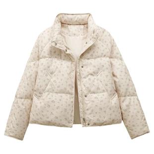 韩系碎花公主短款羽绒棉服女2025秋冬季新款加厚小个子面包服外套