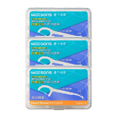 屈臣氏深洁护理牙线棒50支*3盒
