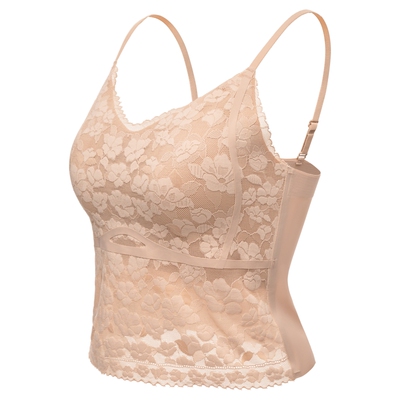 强遮副乳软糯蕾丝吊带美背文胸