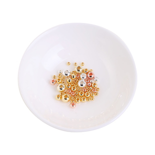 铜珠子镀18k金珠子散珠配件手链手串配饰手工编织diy配珠隔珠材料