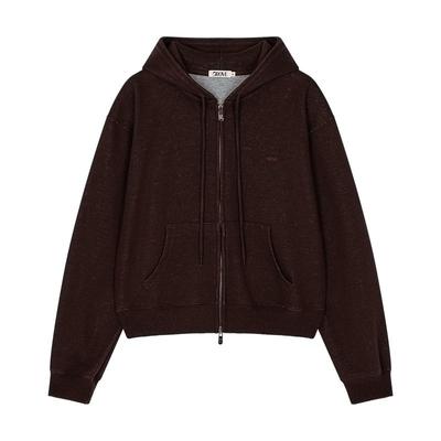 GROVE官方旗舰店女秋季新款混纺连帽针织卫衣拉链开衫外套