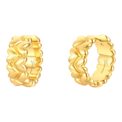 高级简约百搭拉丝爱心耳环