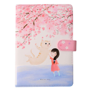 金谷插画皮面本小清新韩国樱花笔记本子可爱学生彩页插画手帐复古日记少女心文艺创意加厚手账本简约ins风