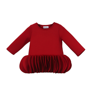 女童拜年服灯笼裙秋冬周岁女宝宝礼服裙子儿童红色连衣裙冬季冬装