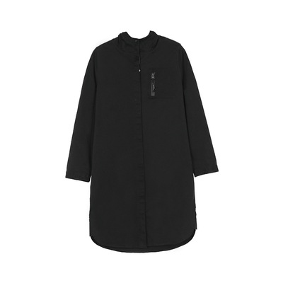 中和休闲宽松黑色中长款风衣女