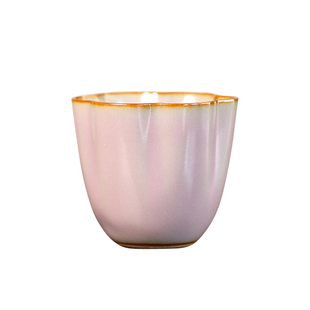 善窑厂李善明 桃红少女粉 汝窑闻香梅花杯汝瓷高端茶器女士小单杯