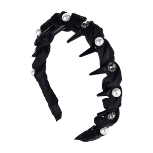 法式闪钻珍珠波浪发箍女高颅顶头箍发饰带齿防滑外戴发卡压发头饰