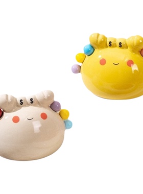 陶瓷螃蟹水果零食小叉子摆件