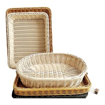 装饰仿藤篮三能茶色水果篮