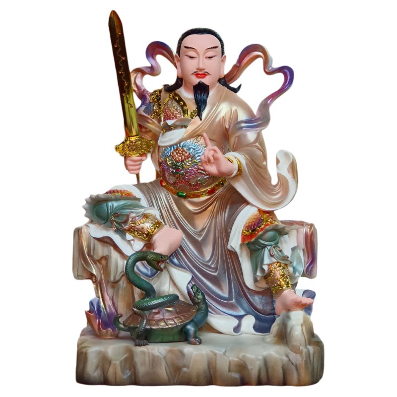 汉白玉玄天上帝真武大帝玄武大帝北帝爷真武祖师像家用供奉摆件