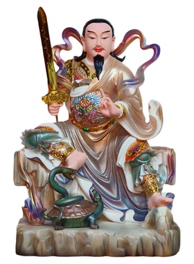 汉白玉玄天上帝真武大帝玄武大帝北帝爷真武祖师像家用供奉摆件
