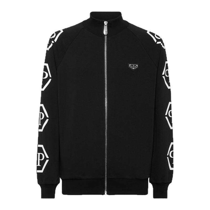 PHILIPP PLEIN 男士经典徽标PP六边形印花拉链慢跑夹克运动服