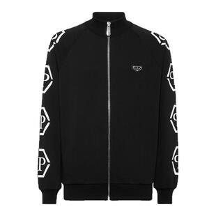 PHILIPP PLEIN 男士经典徽标PP六边形印花拉链慢跑夹克运动服