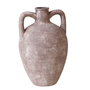 米子家居侘寂风复古陶罐粗陶花瓶插花干花玄关餐桌摆件小口径花器