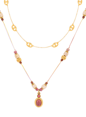 【买3免1】红纹石串珠长项链&猪鼻项链女高级感百搭