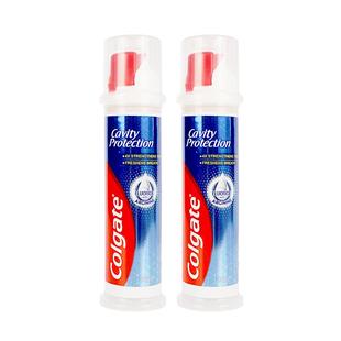 高露洁直立式牙膏按压式真空防蛀健齿含氟官方旗舰店正品130g*2