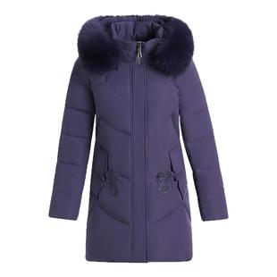 恒源祥新款妈妈羽绒服女中长款大码加厚中老年人冬装奶奶保暖外套