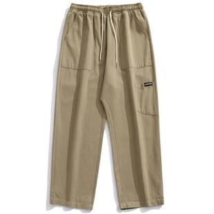 VIISHOW抽绳工装裤男秋季新款日系复古潮牌休闲宽松直筒阔腿裤子