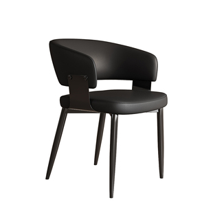 意式餐椅轻奢软包靠背椅带扶手设计师高级感餐桌椅子极简酒店凳子