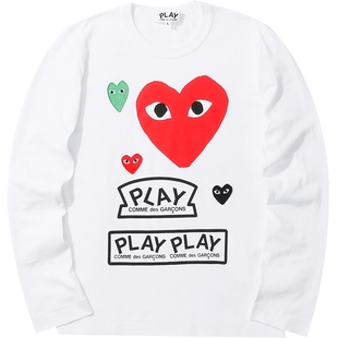 IT CDG PLAY COMME des GARÇONS川久保玲女装长袖T恤爱心缝饰印