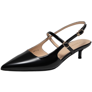 千百度小猫跟包头时装凉鞋女新款通勤后空绝美配裙子凉鞋气质百搭