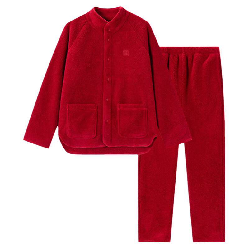 舒雅男女鸿运羊羔绒家居服套装