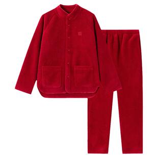 SCHIESSER舒雅男女士同款羊羔绒鸿运新年本命年红品家居服套装