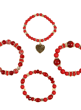 顺丰包邮女士手链4件套装弹力