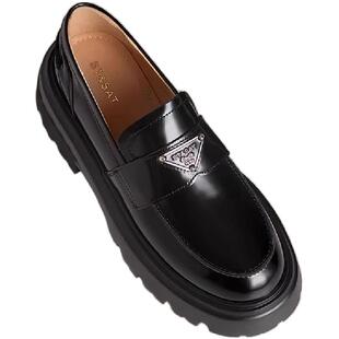 牛皮【轻奢派】星期六乐福女鞋厚底春秋真皮透气休闲小皮鞋单鞋子