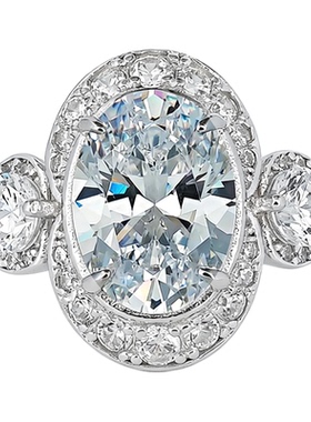 爆闪冰花切《鸽子蛋 》高碳钻92银钻戒款复古精工版食指戒指女