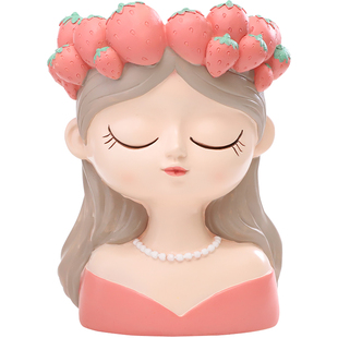 硕果累累少女花盆可爱卡通小女孩摆件阳台美女头像多肉绿植盆栽