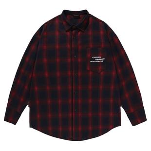 BJHG不计后果格子衬衫男款长袖春季外套宽松休闲情侣装美式上衣女