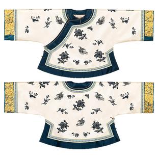 青衫入墨丨一城风絮丨米色醋酸复古水墨绣花圆领盘扣斜襟女袍