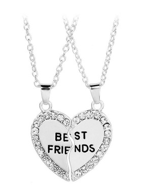 心形镶钻字母合金好朋友锁骨链