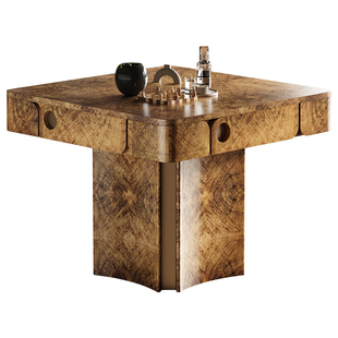 如喜轻奢曜月天然树瘤工艺实木麻将机全自动家用餐桌两用麻将桌